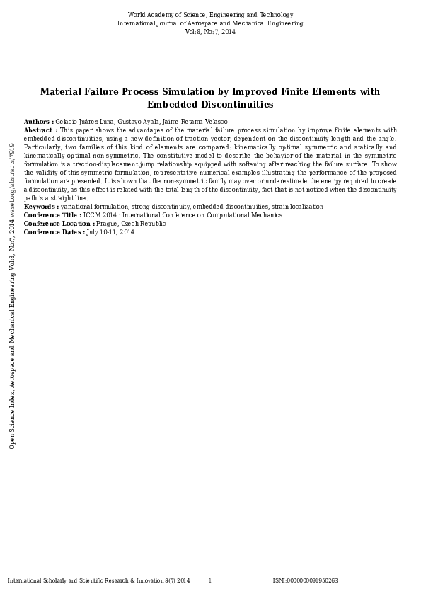 (PDF) Material Failure Process Simulation by Improved Finite Elements ...