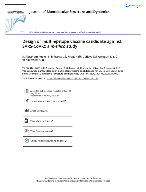 (PDF) Design of multi-epitope vaccine candidate against SARS-CoV-2: a ...