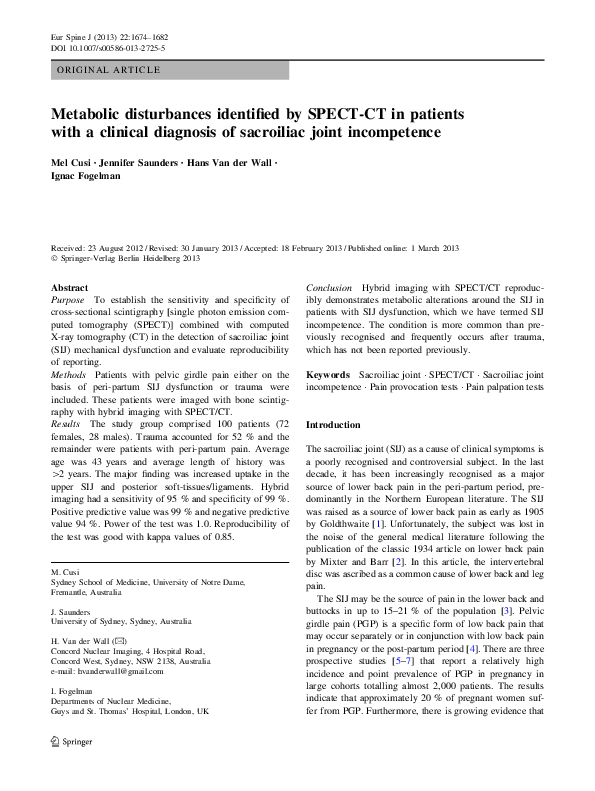 (PDF) Metabolic disturbances identified by SPECT-CT in patients with a ...