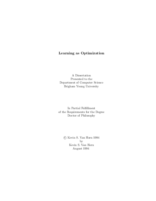 (PDF) Learning as optimization
