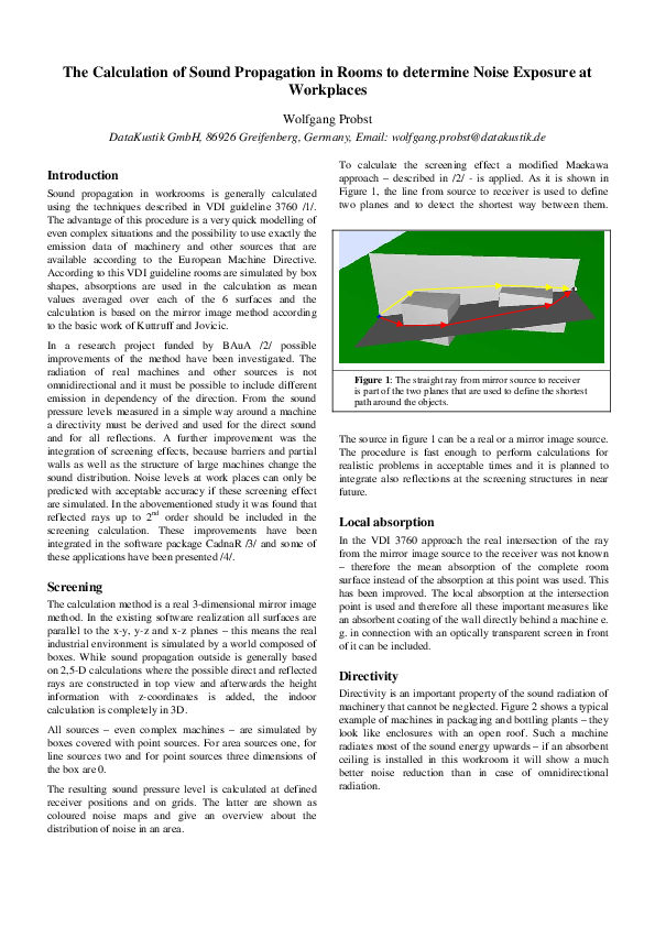 (PDF) The Calculation of Sound Propagation in Rooms to determine Noise ...