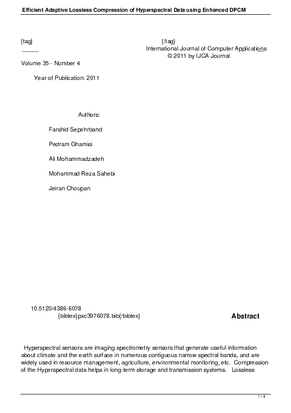(PDF) Efficient Adaptive Lossless Compression of Hyperspectral Data ...