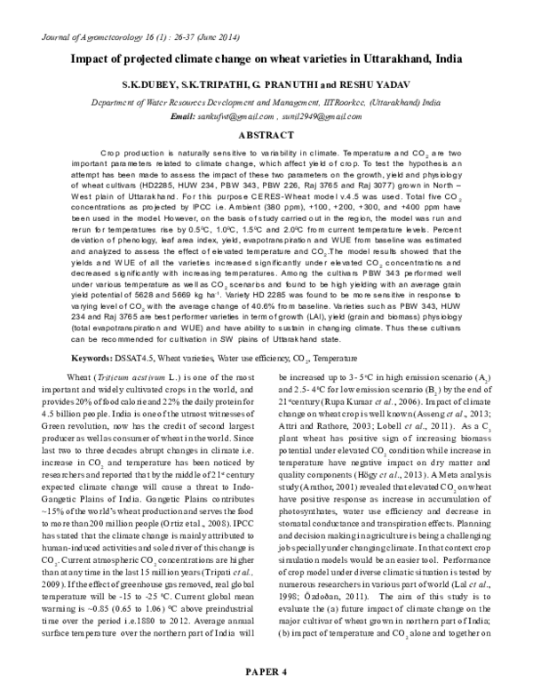 (PDF) Impact of projected climate change on wheat varieties in ...