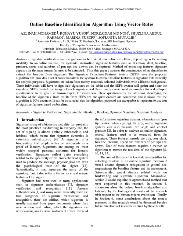 (PDF) Online Slant Identification Algorithm Using Vector Rules