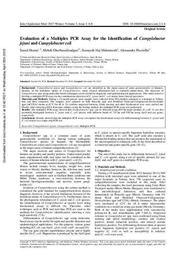 (PDF) Evaluation of a Multiplex PCR Assay for the Identification of ...