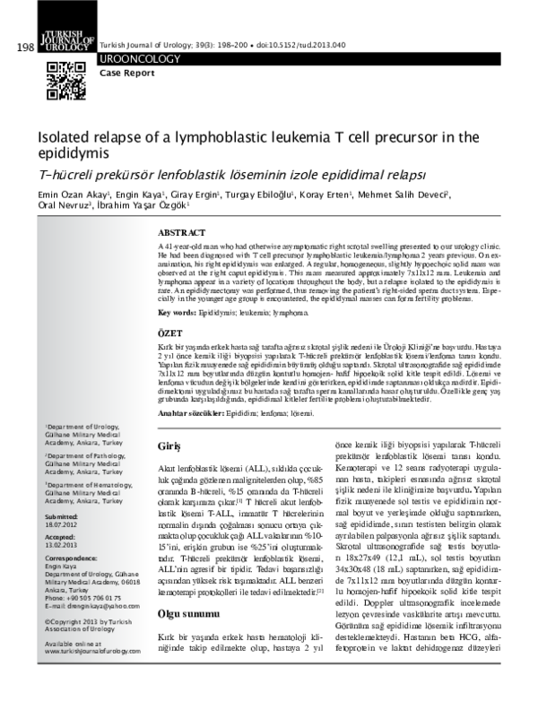 (PDF) Isolated relapse of a lymphoblastic leukemia T cell precursor in ...