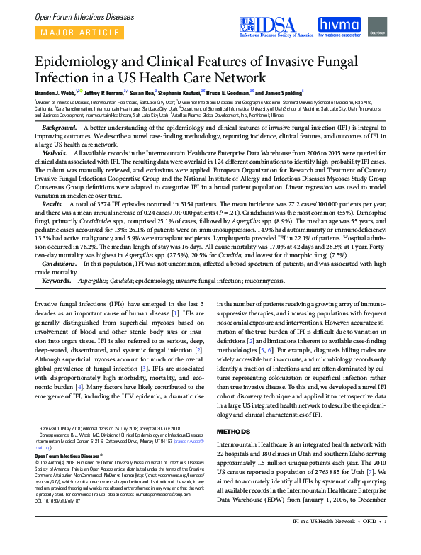 (PDF) Epidemiology and Clinical Features of Invasive Fungal Infection ...