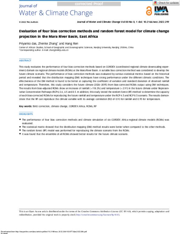 (PDF) Evaluation of four bias correction methods and random forest ...