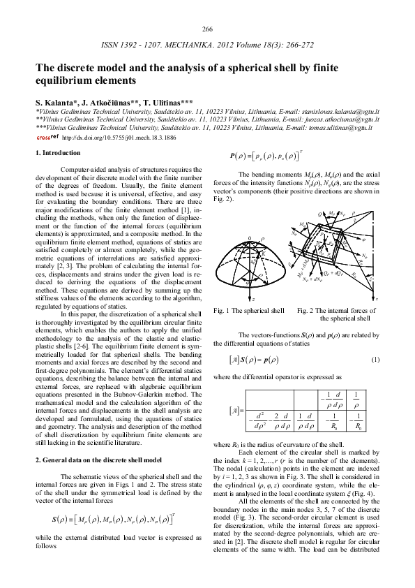 (PDF) The Discrete Model and the Analysis of a Spherical Shell by ...