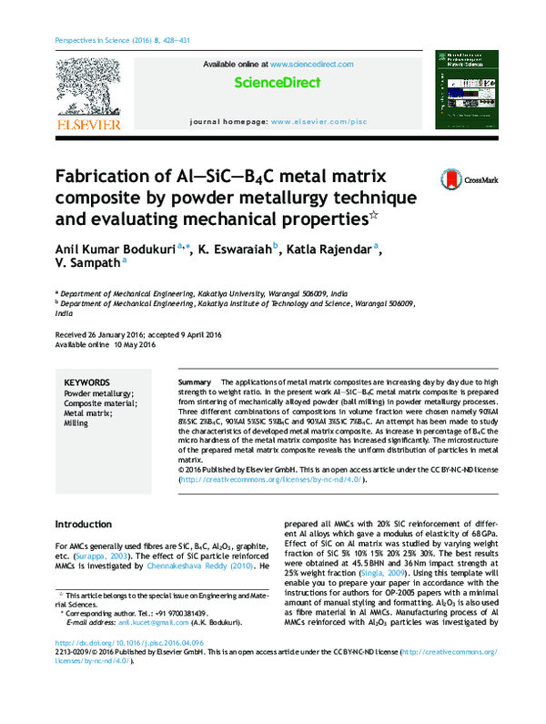 (PDF) Fabrication of Al-SiC-B4C Metal Matrix Composite by Powder ...