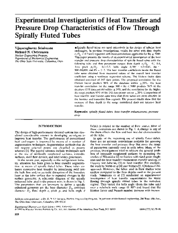 (PDF) Experimental investigation of heat transfer and pressure drop of ...