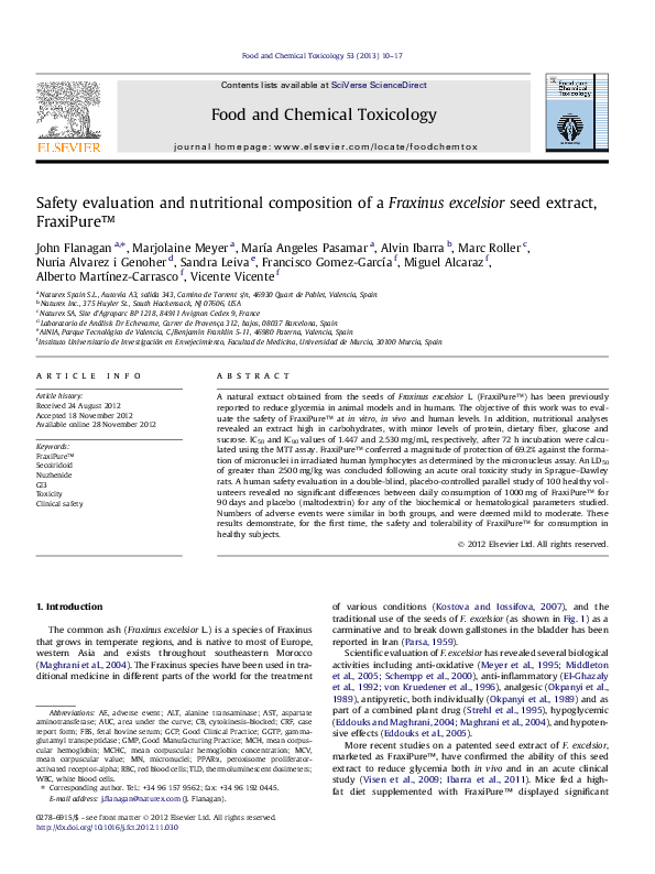 (PDF) Safety evaluation and nutritional composition of a Fraxinus ...