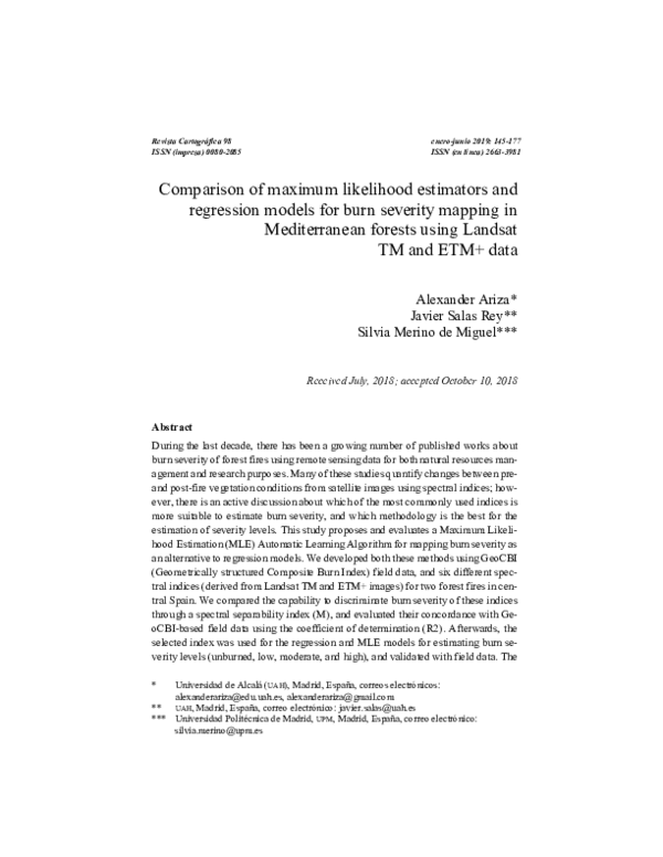 (PDF) Comparison of maximum likelihood estimators and regression models ...