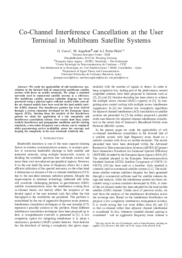(PDF) Co-channel interference cancellation at the user terminal in ...