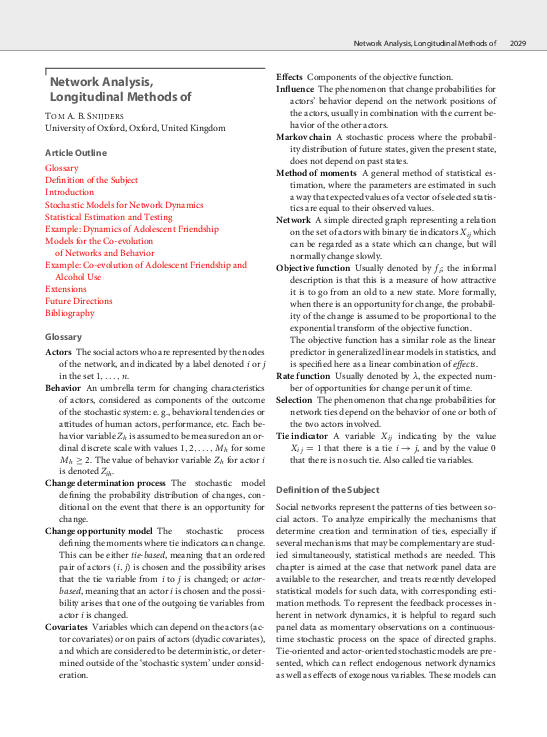 (PDF) Network Analysis, Longitudinal Methods of