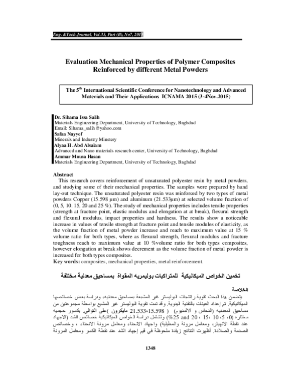 (PDF) Evaluation Mechanical Properties of Polymer Composites Reinforced ...