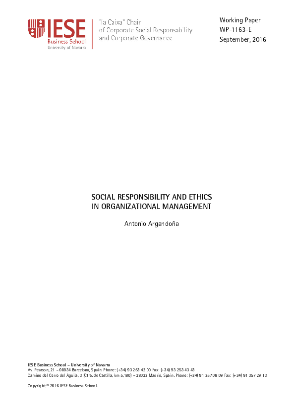 (PDF) Social Responsibility and Ethics in Organizational Management