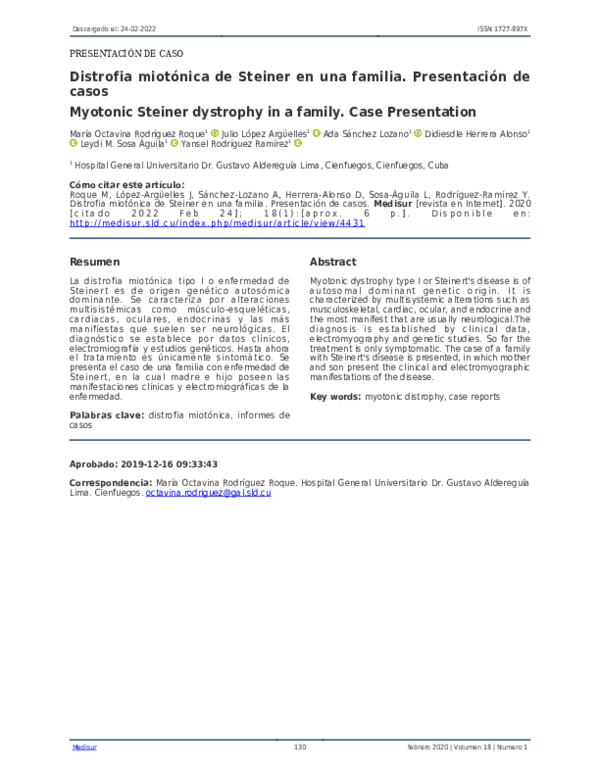 (PDF) Myotonic Steiner dystrophy in a family. Case Presentation