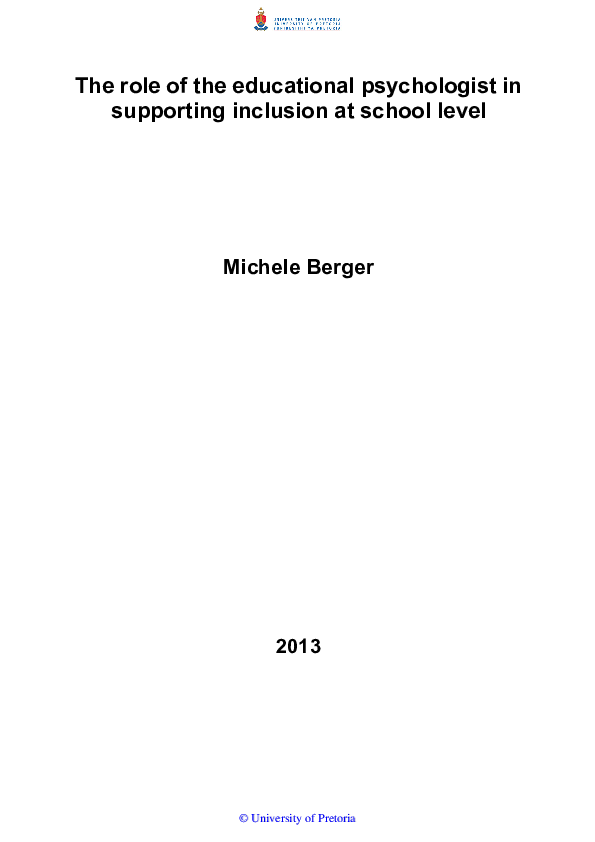 (PDF) The role of the educational psychologist in supporting inclusion ...