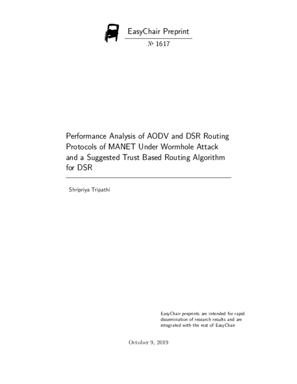 (PDF) Performance Analysis of AODV and DSR Routing Protocols of MANET ...