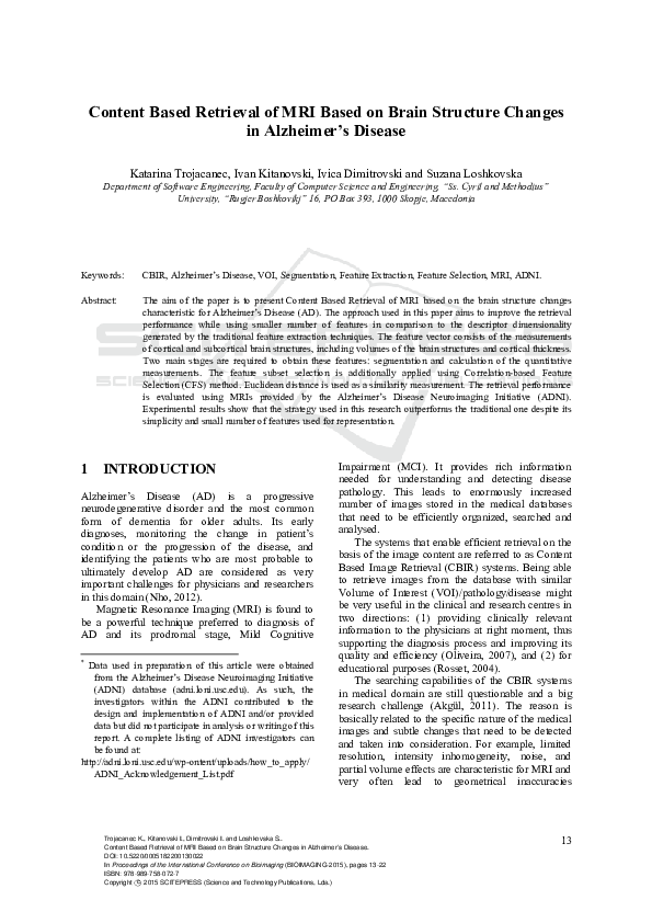 (PDF) Content Based Retrieval of MRI Based on Brain Structure Changes ...