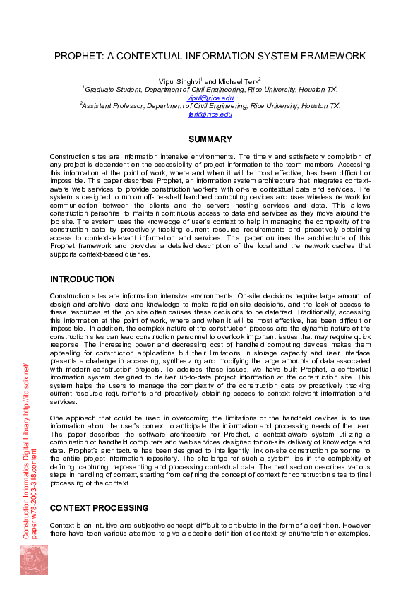 (PDF) Prophet: a contextual information system framework