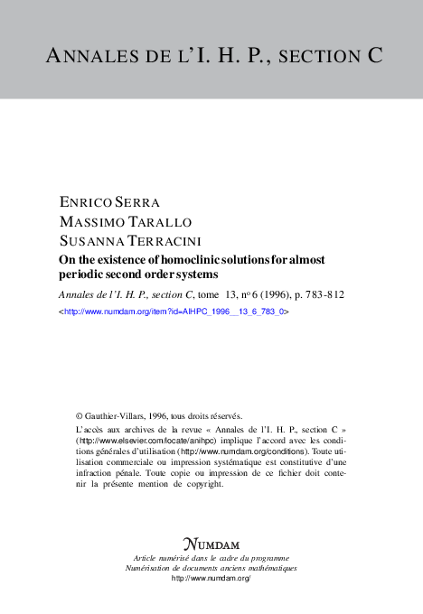 (PDF) On the existence of homoclinic solutions for almost periodic ...