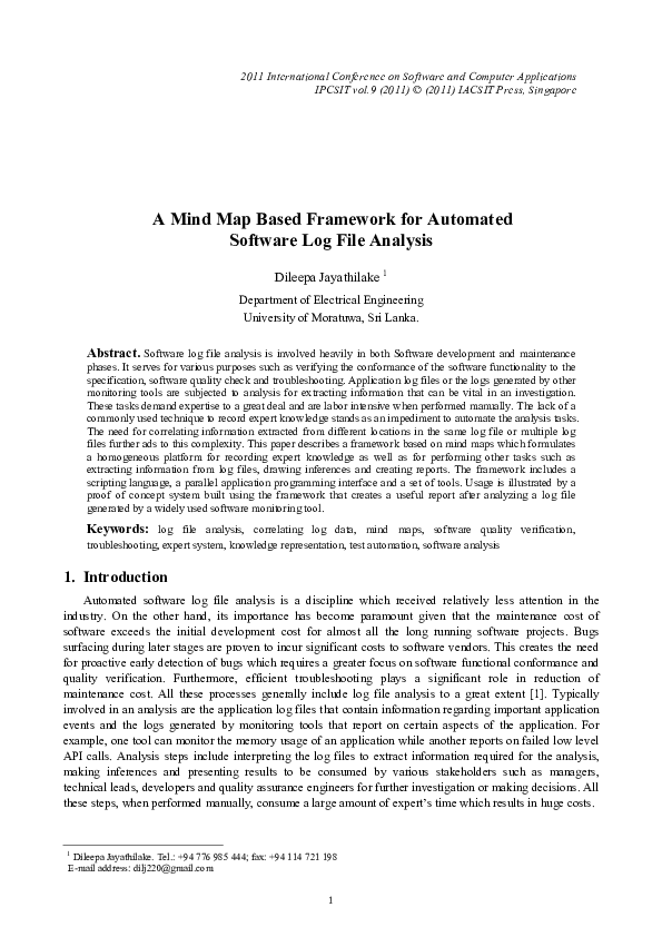 (PDF) A Mind Map Based Framework for Automated Software Log File Analysis
