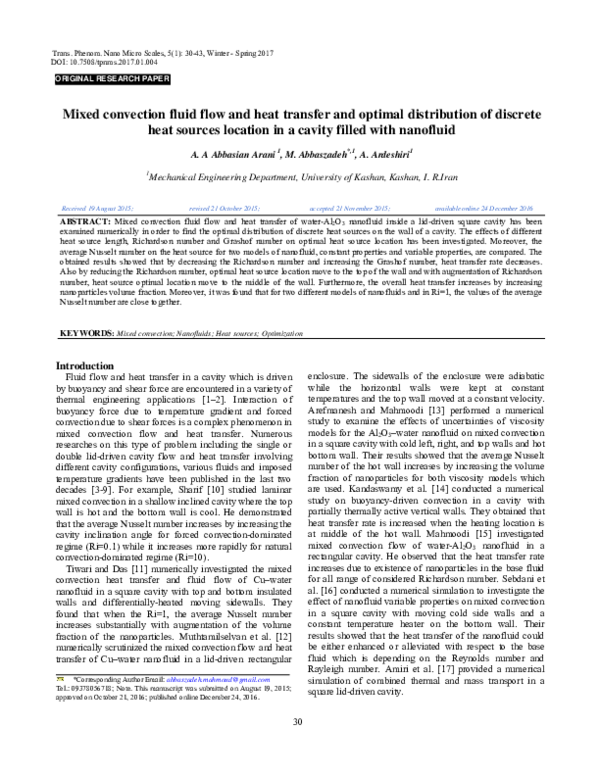 (PDF) Mixed convection fluid flow and heat transfer and optimal ...