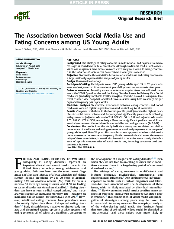 (PDF) The Association between Social Media Use and Eating Concerns ...