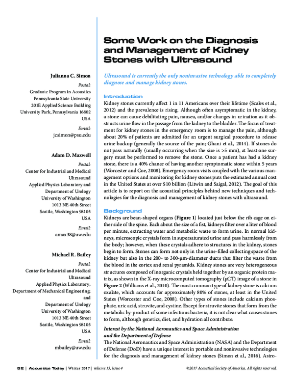 (PDF) Some Work on the Diagnosis and Management of Kidney Stones with ...
