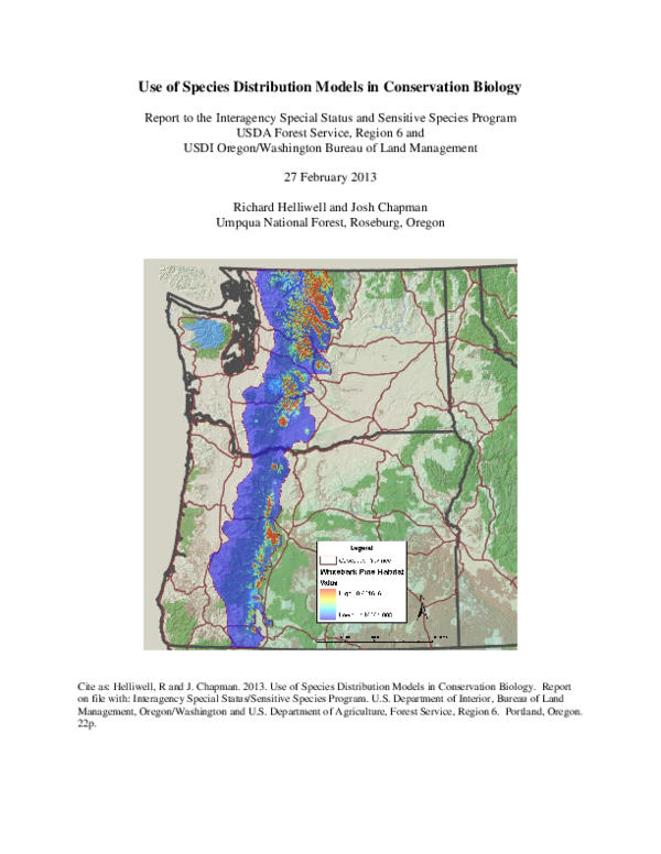 (PDF) Use of Species Distribution Models in Conservation Biology