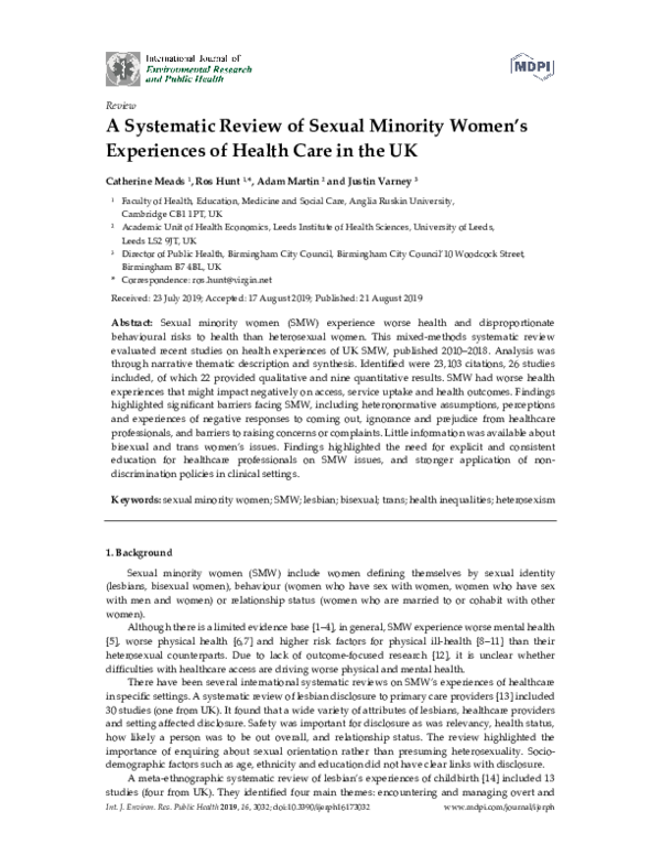 (PDF) A Systematic Review of Sexual Minority Women’s Experiences of ...