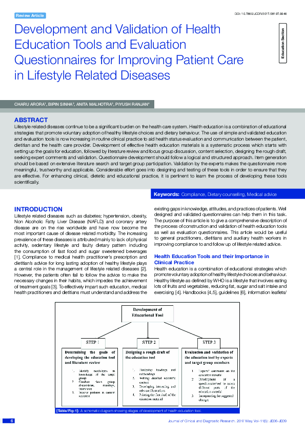 (PDF) Development and Validation of Health Education Tools and ...