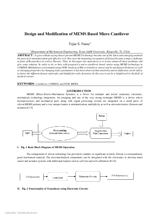 (PDF) Design and Modification of MEMS Based Micro Cantilever