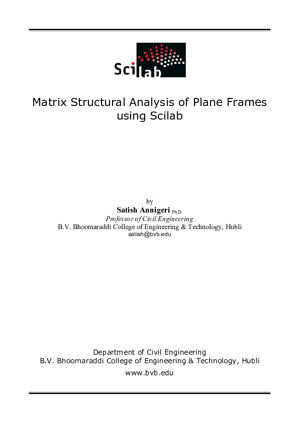 (PDF) Matrix Structural Analysis of Plane Frames using Scilab