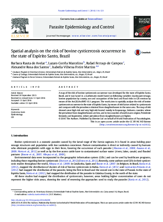 (PDF) Spatial analysis on the risk of bovine cysticercosis occurrence ...