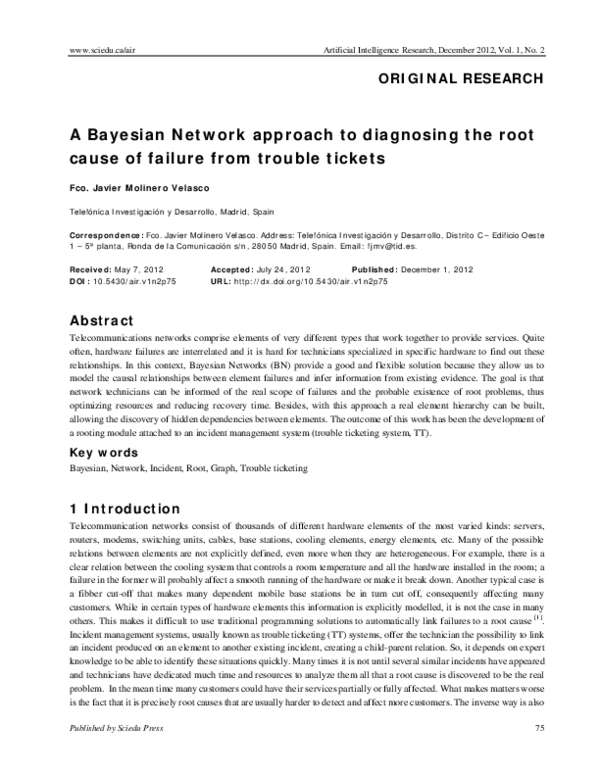 (PDF) A Bayesian Network approach to diagnosing the root cause of ...