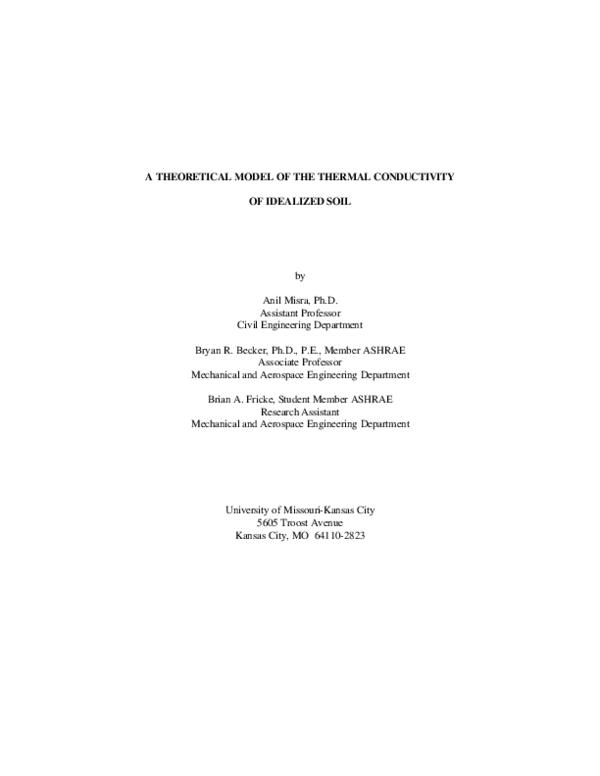 (PDF) A Theoretical Model of the Thermal Conductivity of Idealized Soil