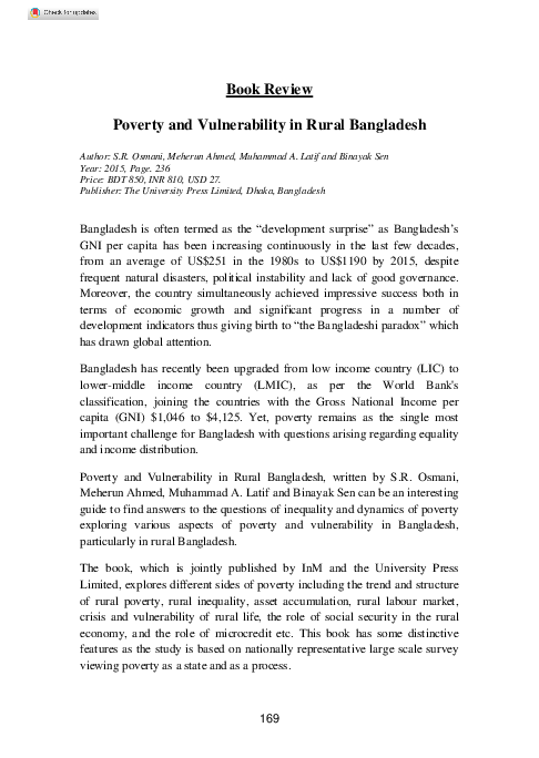 (PDF) Poverty and Vulnerability in Rural Bangladesh