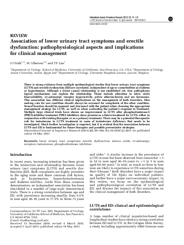 (PDF) Association of lower urinary tract symptoms and erectile ...