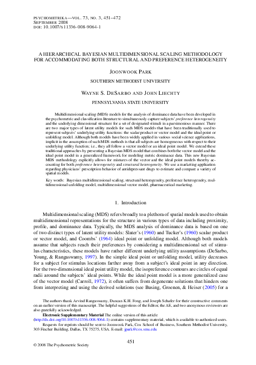 (PDF) A Hierarchical Bayesian Multidimensional Scaling Methodology for ...