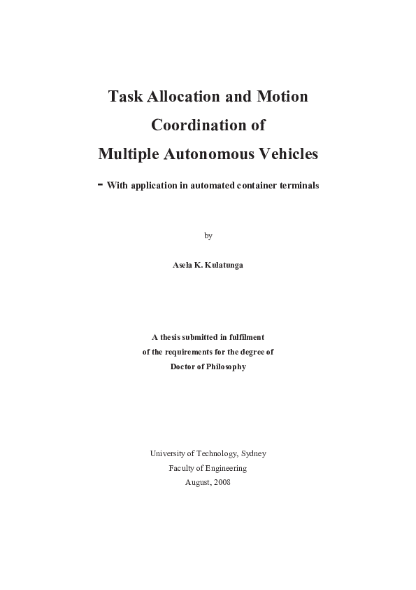 (PDF) Task allocation and motion coordination of multiple autonomous ...