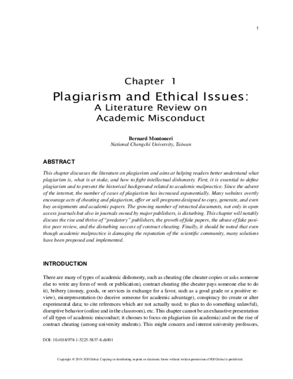 (PDF) Plagiarism and Ethical Issues