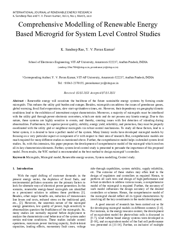(PDF) Comprehensive Modelling of Renewable Energy Based Microgrid for ...