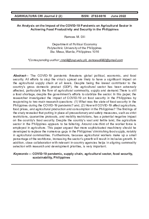(PDF) An Analysis on the Impact of the COVID-19 Pandemic on ...