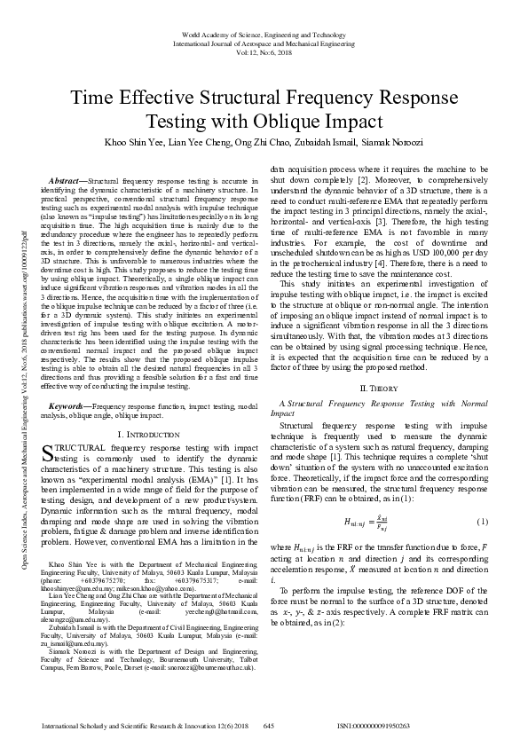 (PDF) Time Effective Structural Frequency Response Testing With Oblique ...