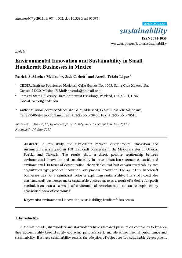 (PDF) Environmental Innovation and Sustainability Transitions in ...