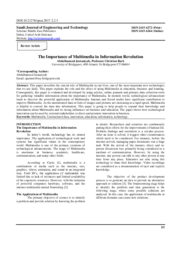 (PDF) The Importance of Multimedia in Information Revolution