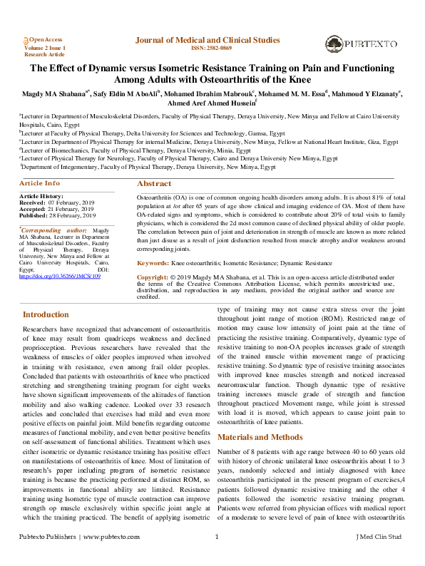 (PDF) The Effect of Dynamic versus Isometric Resistance Training on ...